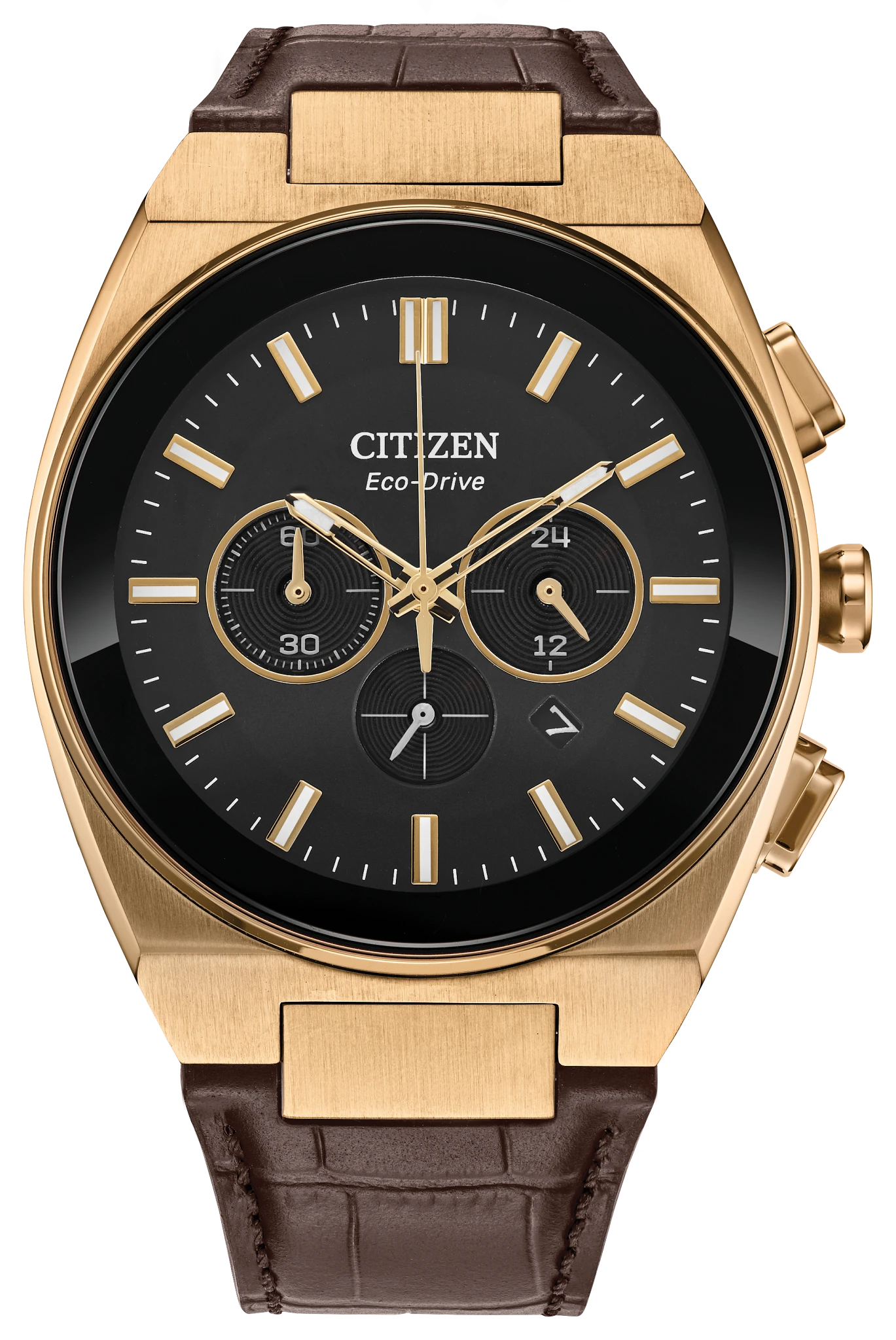 Citizen Axiom Rose Gold-Tone Stainless Steel Leather Chronograph Watch CA4583-01E