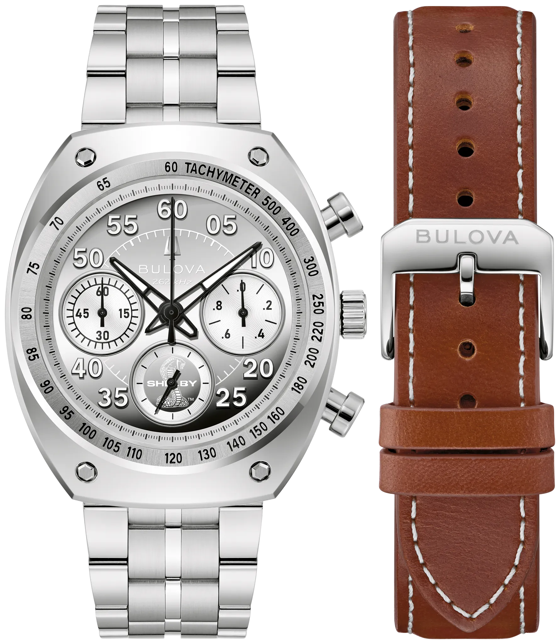 Bulova Shelby Racer Chronograph Silver-Tone Dial Stainless Steel Men's Watch 96K118