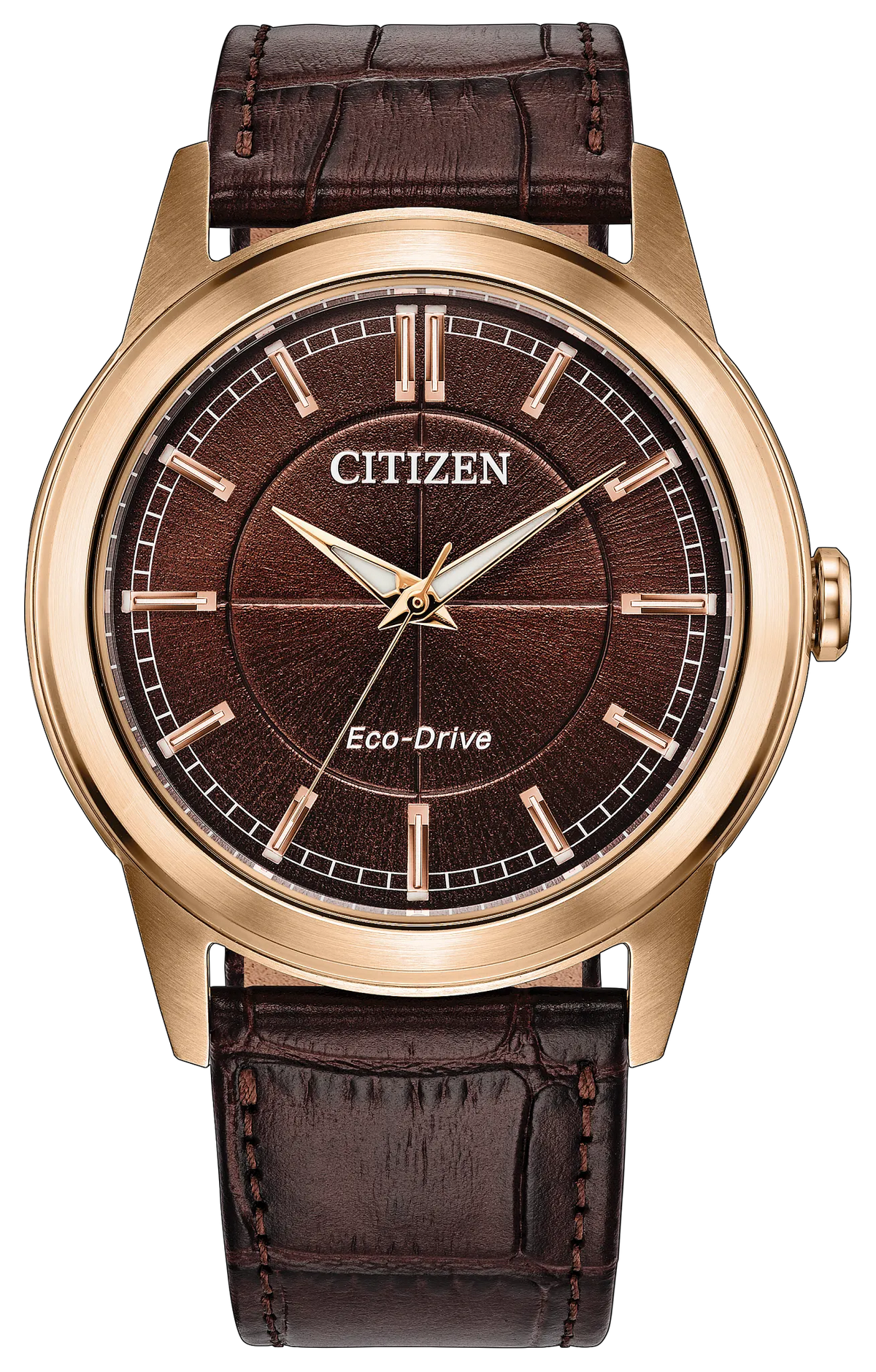 Citizen Rolan Brown Dial Leather Strap Watch AW2113-16X